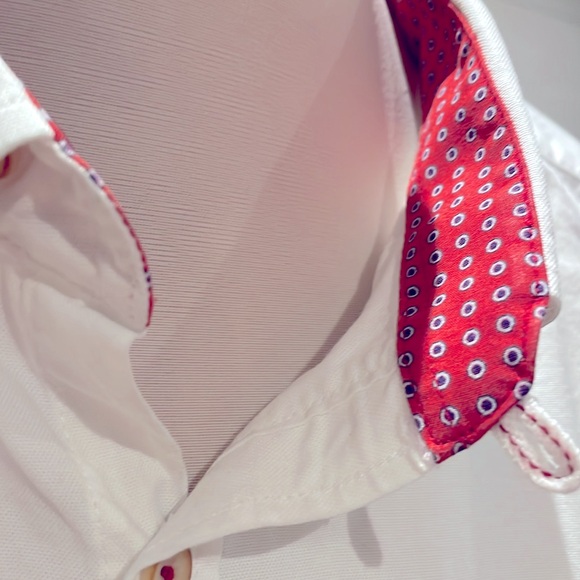 2XL Ted Baker London Woman’s Button Down Dress Shirt - White with red accents - Picture 3 of 15